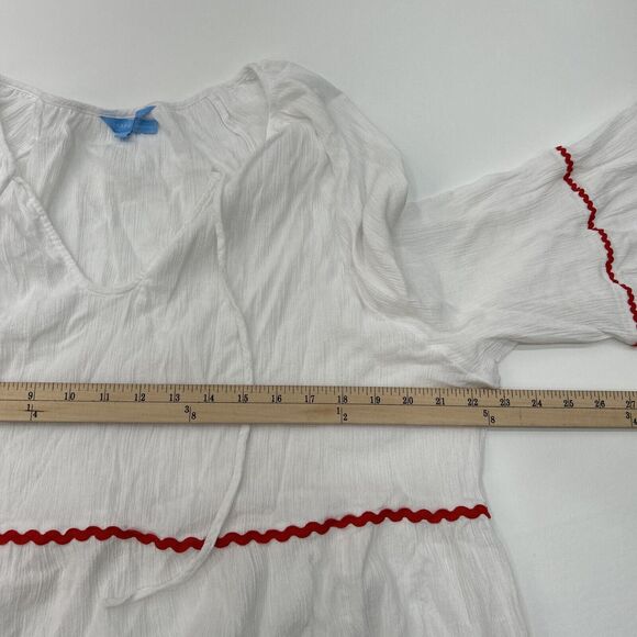 Draper James Womens 3X Magnolia White Crinkle Cotton Tiered Cover Up Boho Dress - Picture 11 of 12